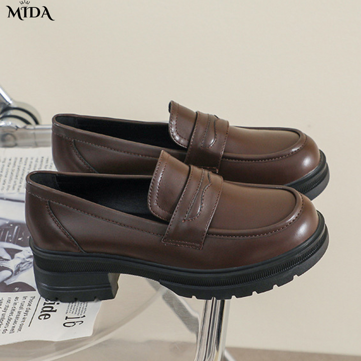 Nicole™ | Mocassins confortables en cuir avec semelle épaisse