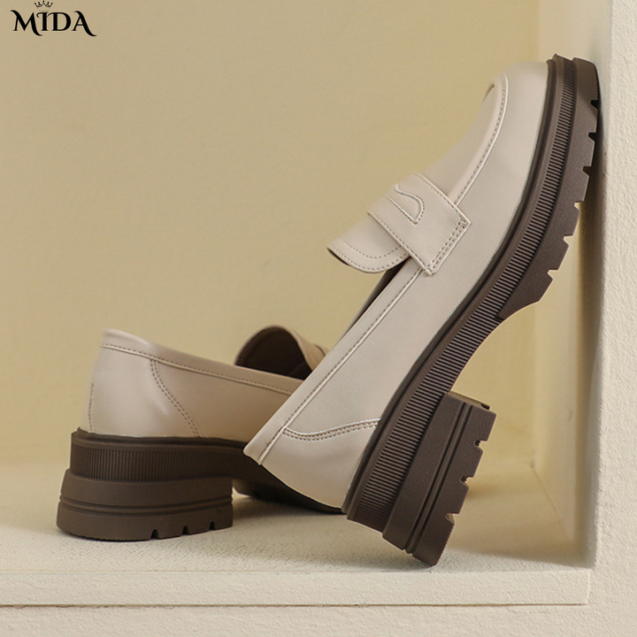 Nicole™ | Mocassins confortables en cuir avec semelle épaisse