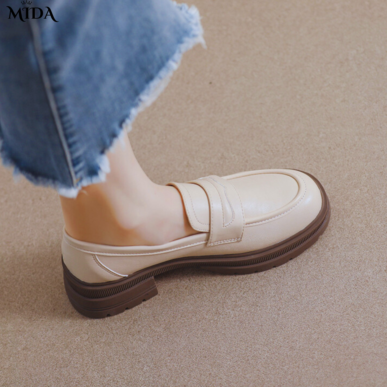 Nicole™ | Mocassins confortables en cuir avec semelle épaisse