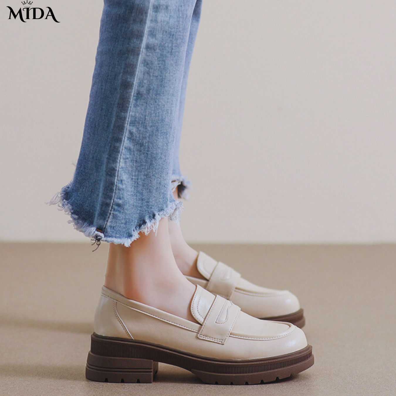 Nicole™ | Mocassins confortables en cuir avec semelle épaisse