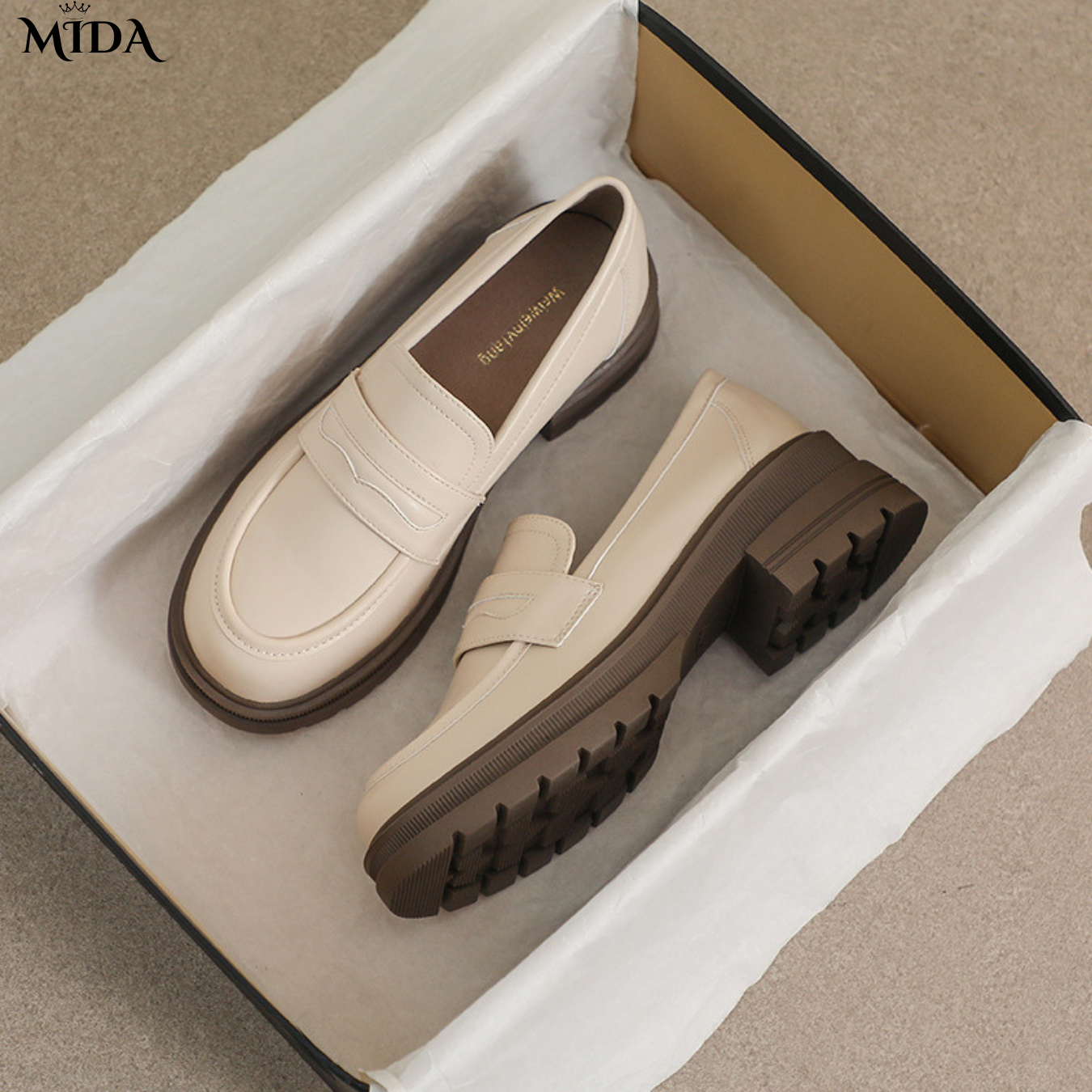 Nicole™ | Mocassins confortables en cuir avec semelle épaisse