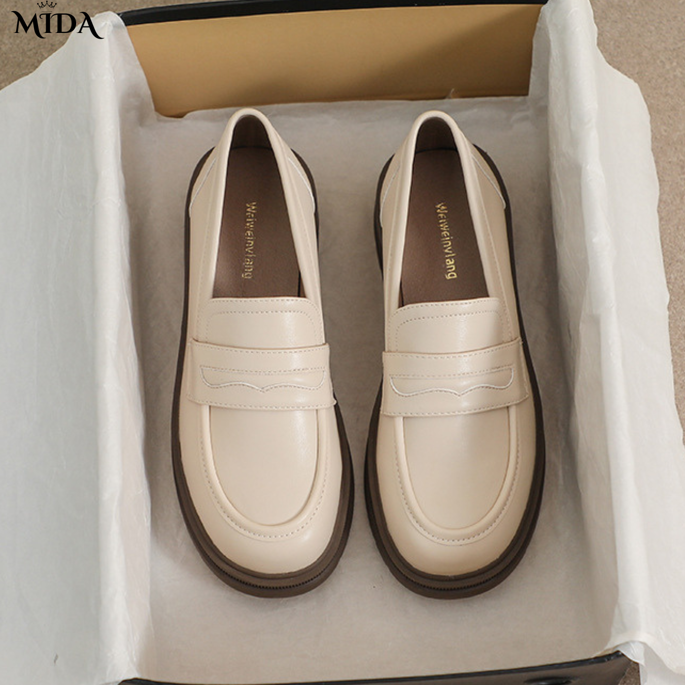Nicole™ | Mocassins confortables en cuir avec semelle épaisse
