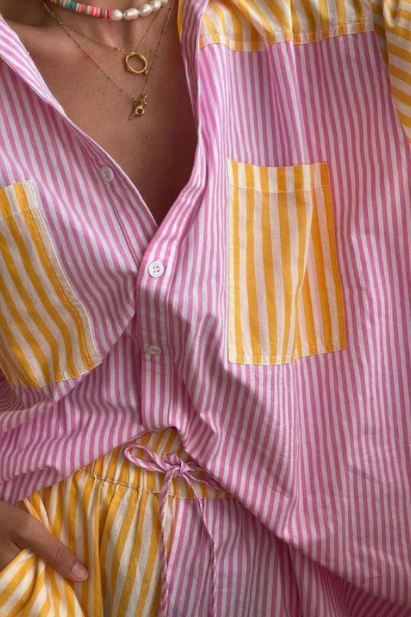CADENCE - ENSEMBLE CHEMISE ET SHORT BOUTONNÉS D'ÉTÉ