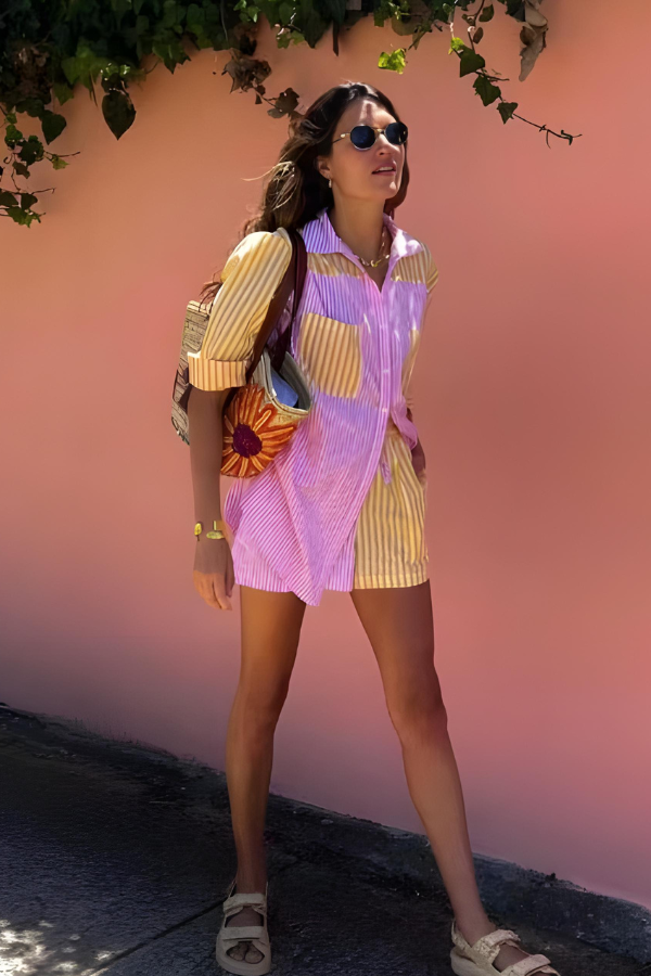 CADENCE - ENSEMBLE CHEMISE ET SHORT BOUTONNÉS D'ÉTÉ