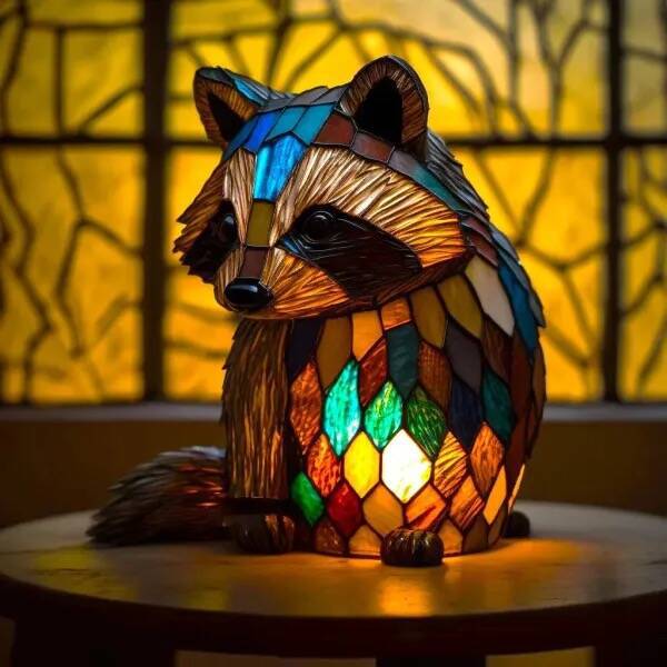 FILOU | MAGISK COLOURED GLASS RACCOON LAMP