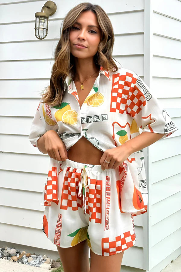 ERIN - ENSEMBLE CHEMISE ET SHORT OVERSIZE IMPRIMÉ CITRON PRIX RÉGULIER