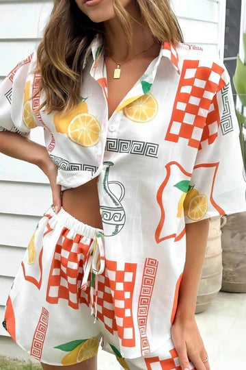 ERIN - ENSEMBLE CHEMISE ET SHORT OVERSIZE IMPRIMÉ CITRON PRIX RÉGULIER