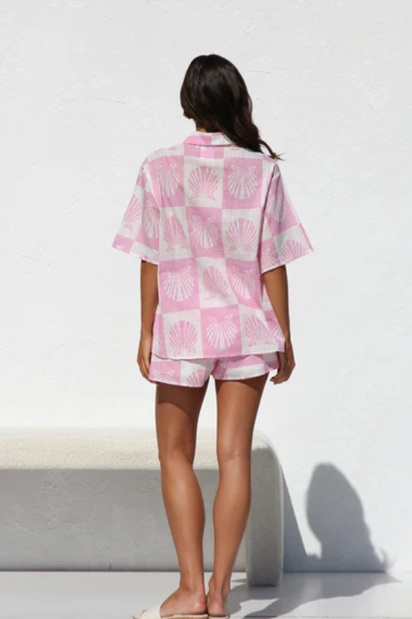 BRIELLE - ENSEMBLE CHEMISE ET SHORT IMPRIMÉ D'ÉTÉ TENDANCE