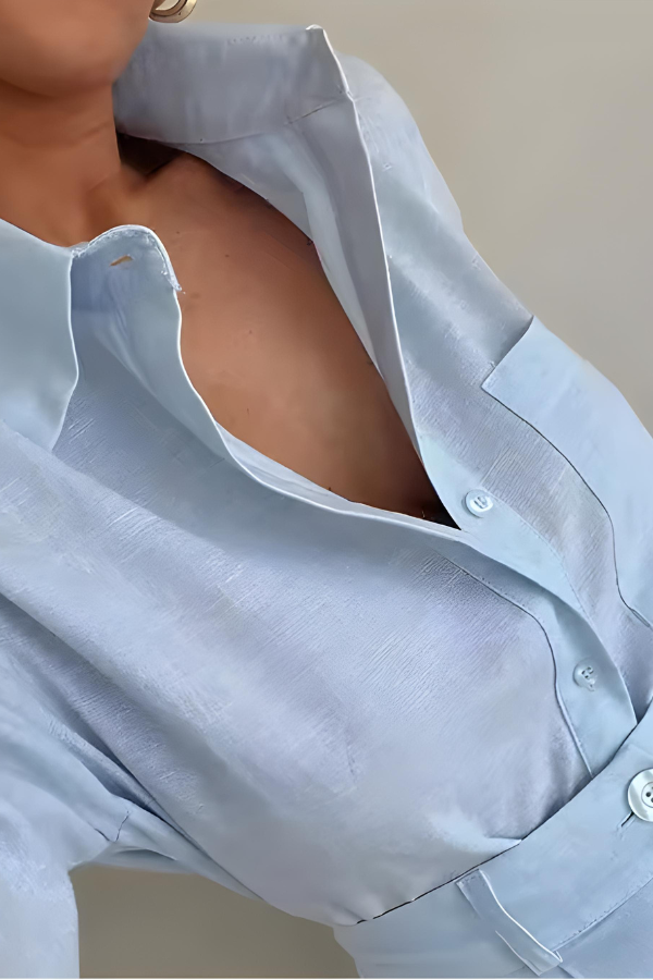 BRAYLEE -ENSEMBLE CHEMISE AMPLE À MANCHES LONGUES ET SHORT
