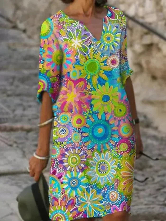 BETHA™ | COLORFUL FLORAL DRESS