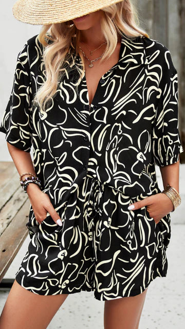 CARMEN - TENUE D'ÉTÉ AVEC CHEMISE ET SHORT À IMPRIMÉ FLORAL