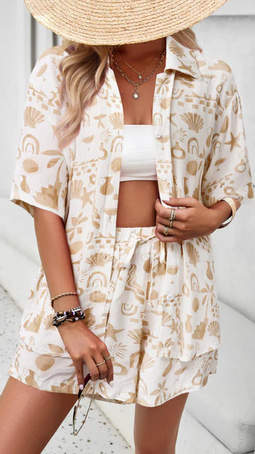 CARMEN - TENUE D'ÉTÉ AVEC CHEMISE ET SHORT À IMPRIMÉ FLORAL