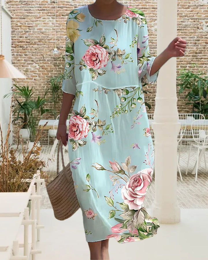 ROWENNA™ | ELEGANT FLORAL DRESS COVERING THE BELLY