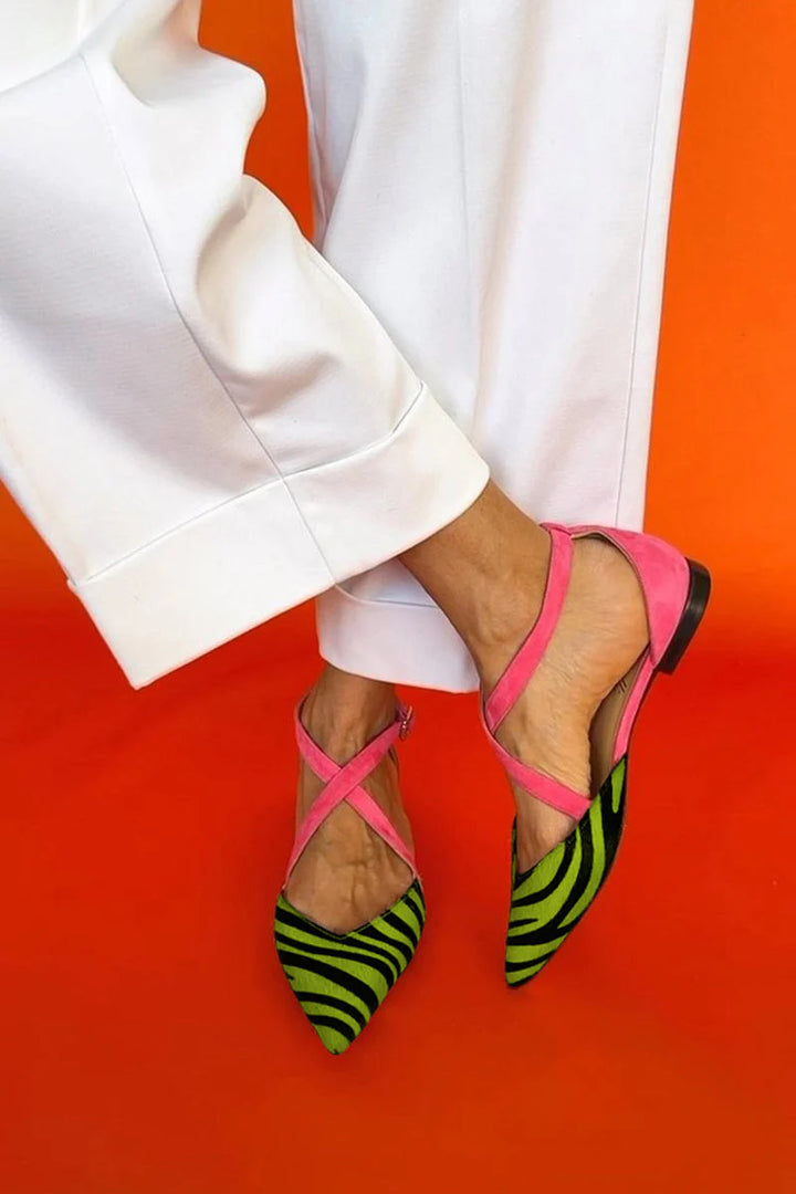 LINALI™ | FLAT SANDALS WITH ZEBRA PRINT