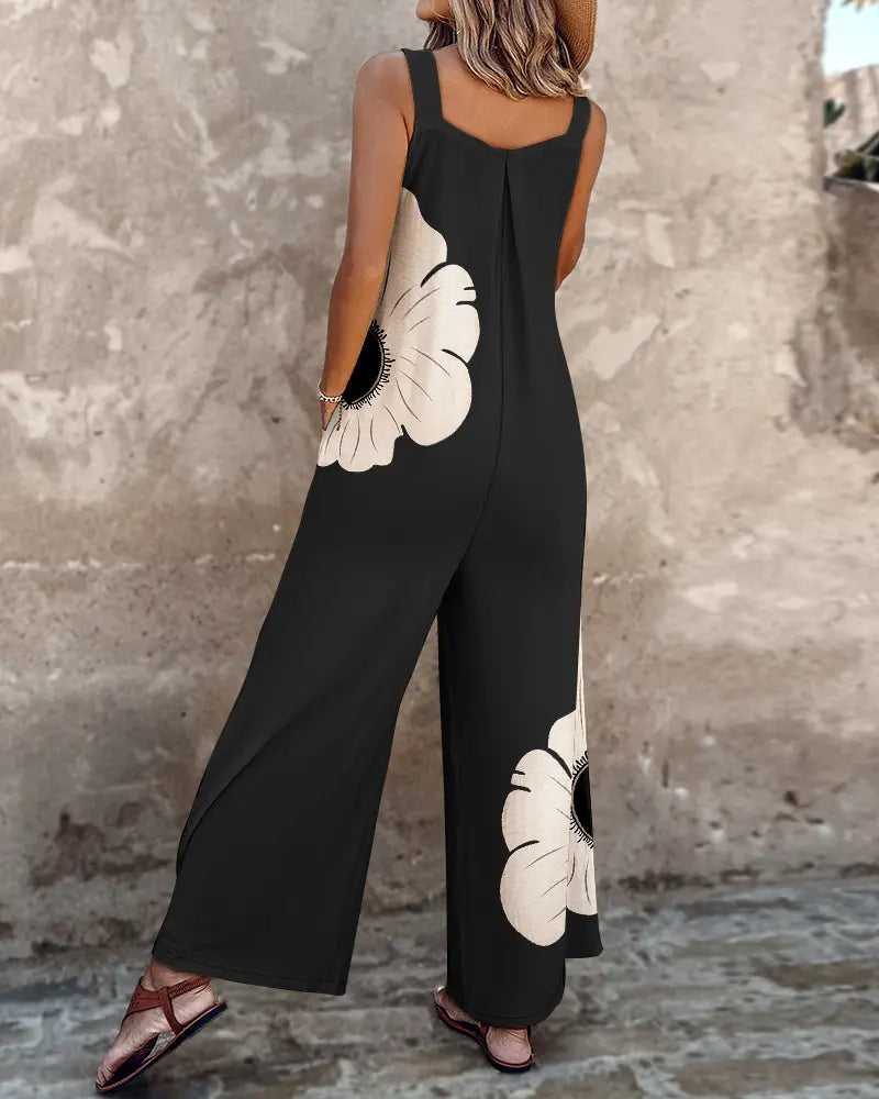 DAMEN | COMBINAISON À JAMBES LARGES ET IMPRIMÉ FLORAL