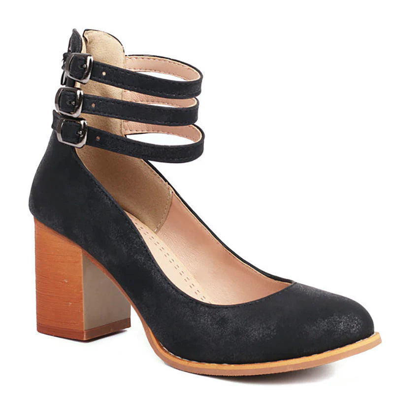 CASILDA™ | SMOOTH SANDALS WITH ANKLE STRAP AND BLOCK HEEL
