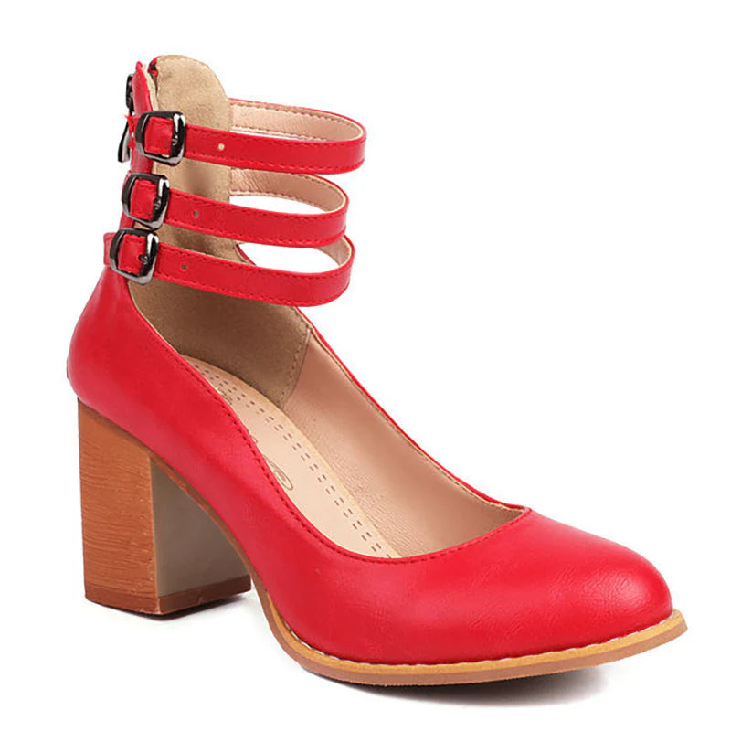 CASILDA™ | SMOOTH SANDALS WITH ANKLE STRAP AND BLOCK HEEL
