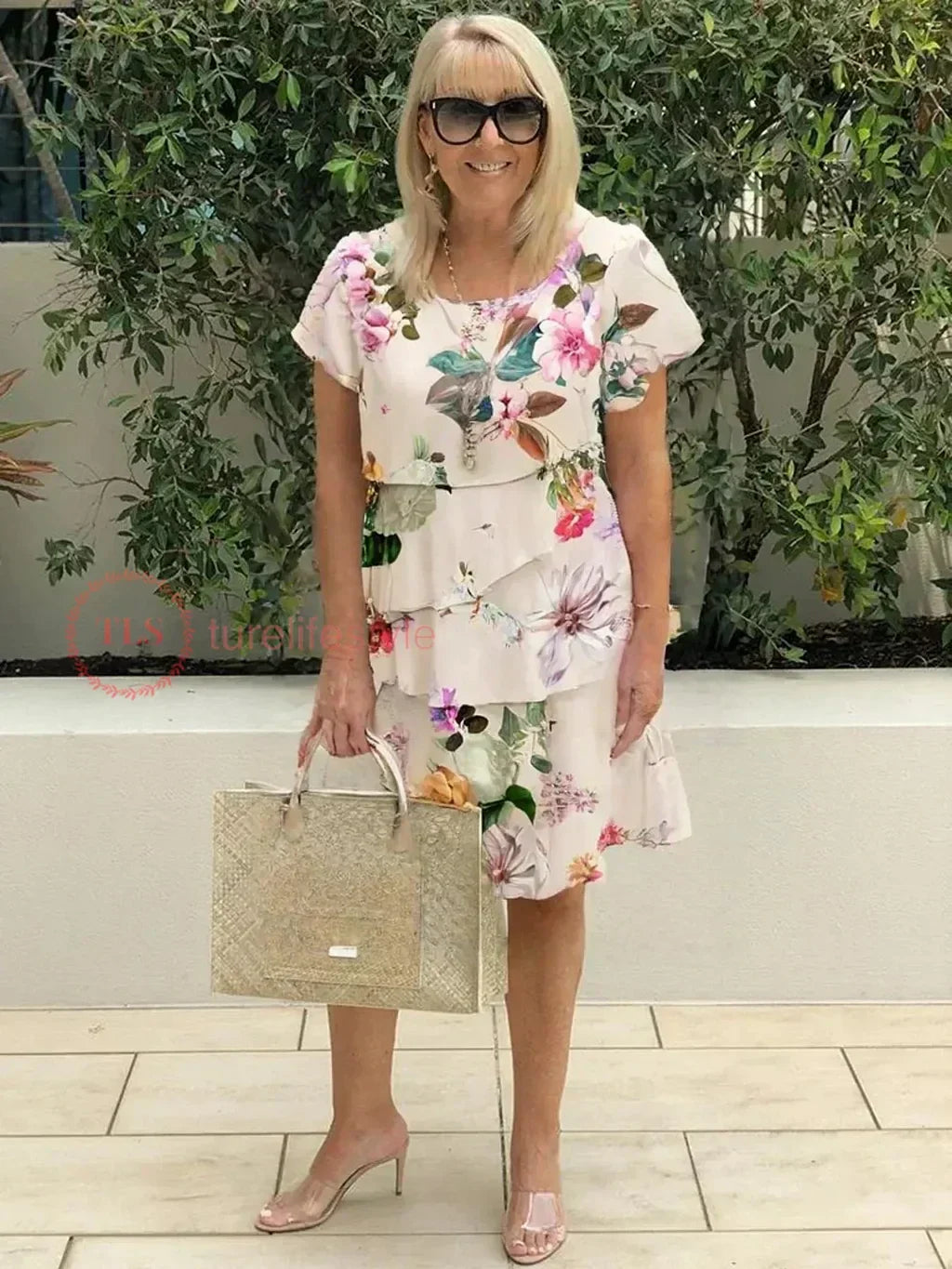 GISELLE™ | PLEATED FLORAL DRESS WITH RUFFLES
