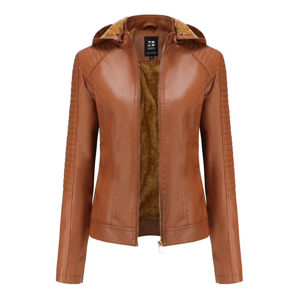 AMELIA | LEATHER JACKET WITH VELVET LINING