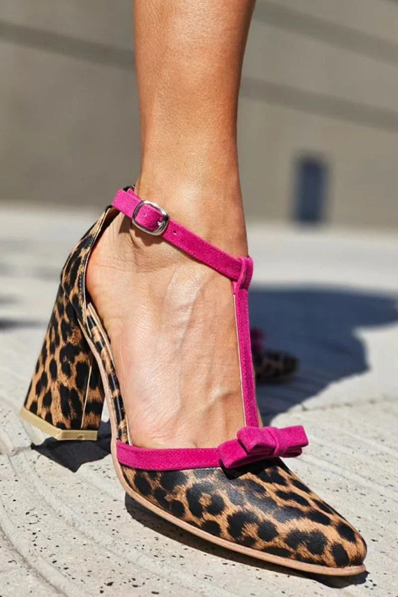 BEAUU™ | LEOPARD PRINT SANDALS WITH COLOURFUL DETAILS