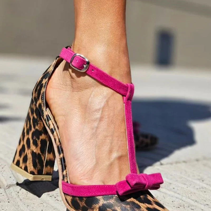 BEAUU™ | LEOPARD PRINT SANDALS WITH COLOURFUL DETAILS