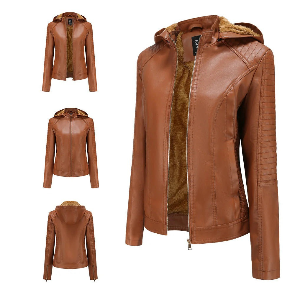 AMELIA | LEATHER JACKET WITH VELVET LINING