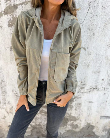 ELLA | CORDUROY HOODED JACKET WITH ZIP FASTENING