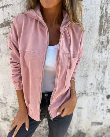 ELLA | CORDUROY HOODED JACKET WITH ZIP FASTENING