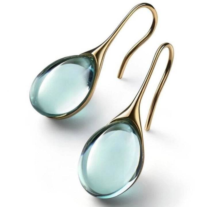 CRYSTAL DROP EARRINGS IN GOLD AND SILVER