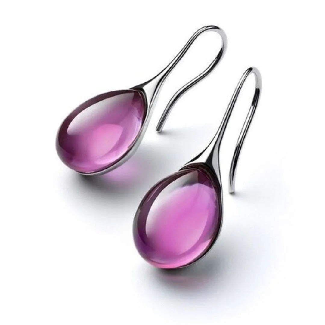 CRYSTAL DROP EARRINGS IN GOLD AND SILVER