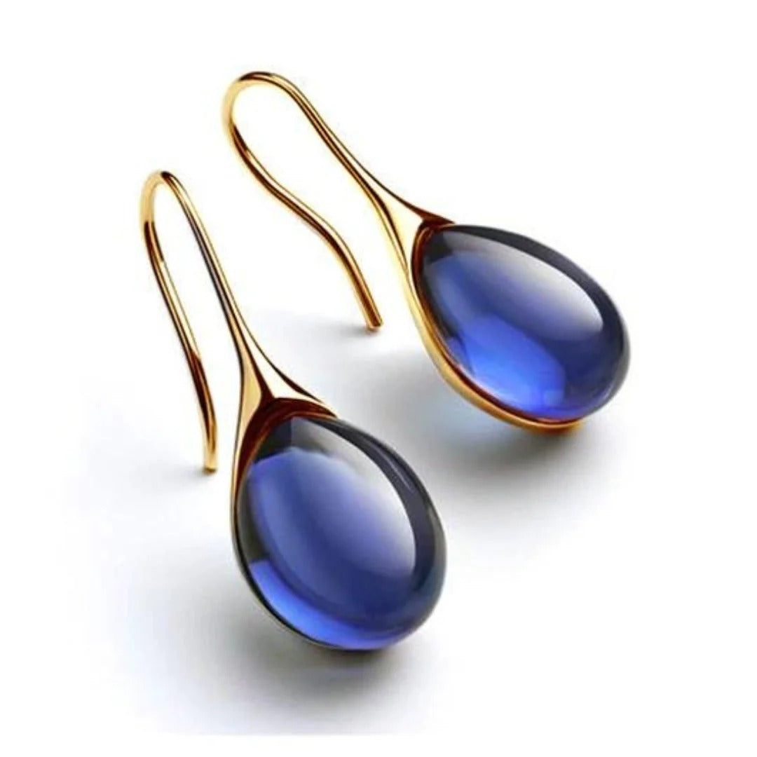 CRYSTAL DROP EARRINGS IN GOLD AND SILVER