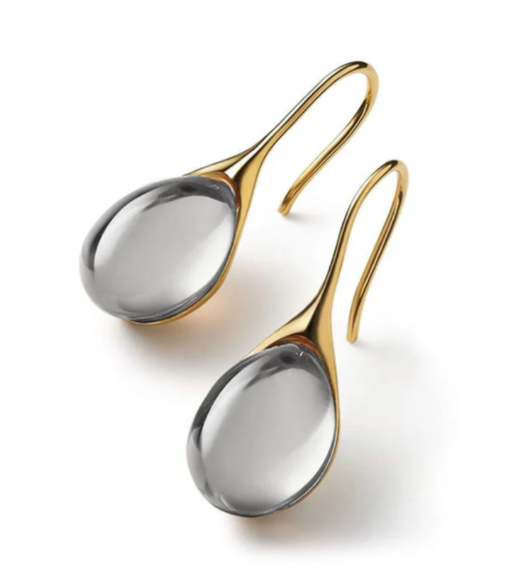 CRYSTAL DROP EARRINGS IN GOLD AND SILVER