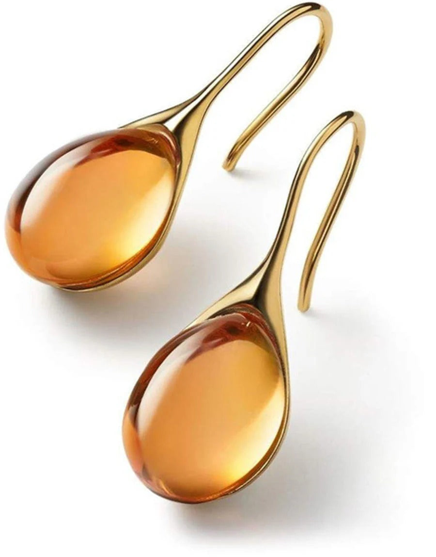 CRYSTAL DROP EARRINGS IN GOLD AND SILVER