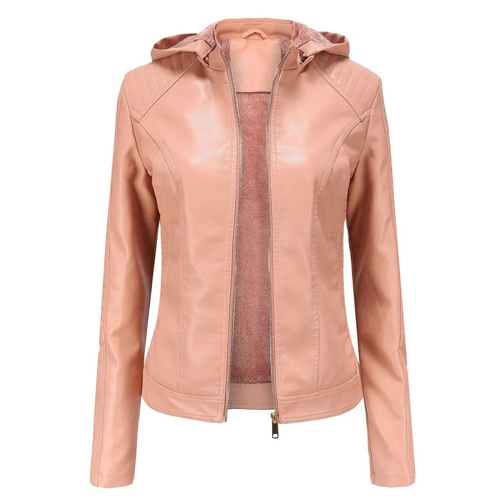 AMELIA | LEATHER JACKET WITH VELVET LINING