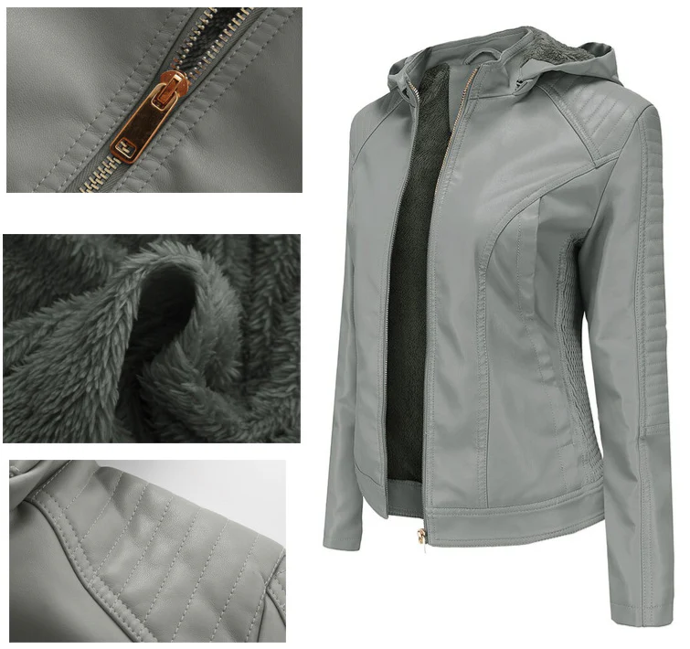 AMELIA | LEATHER JACKET WITH VELVET LINING
