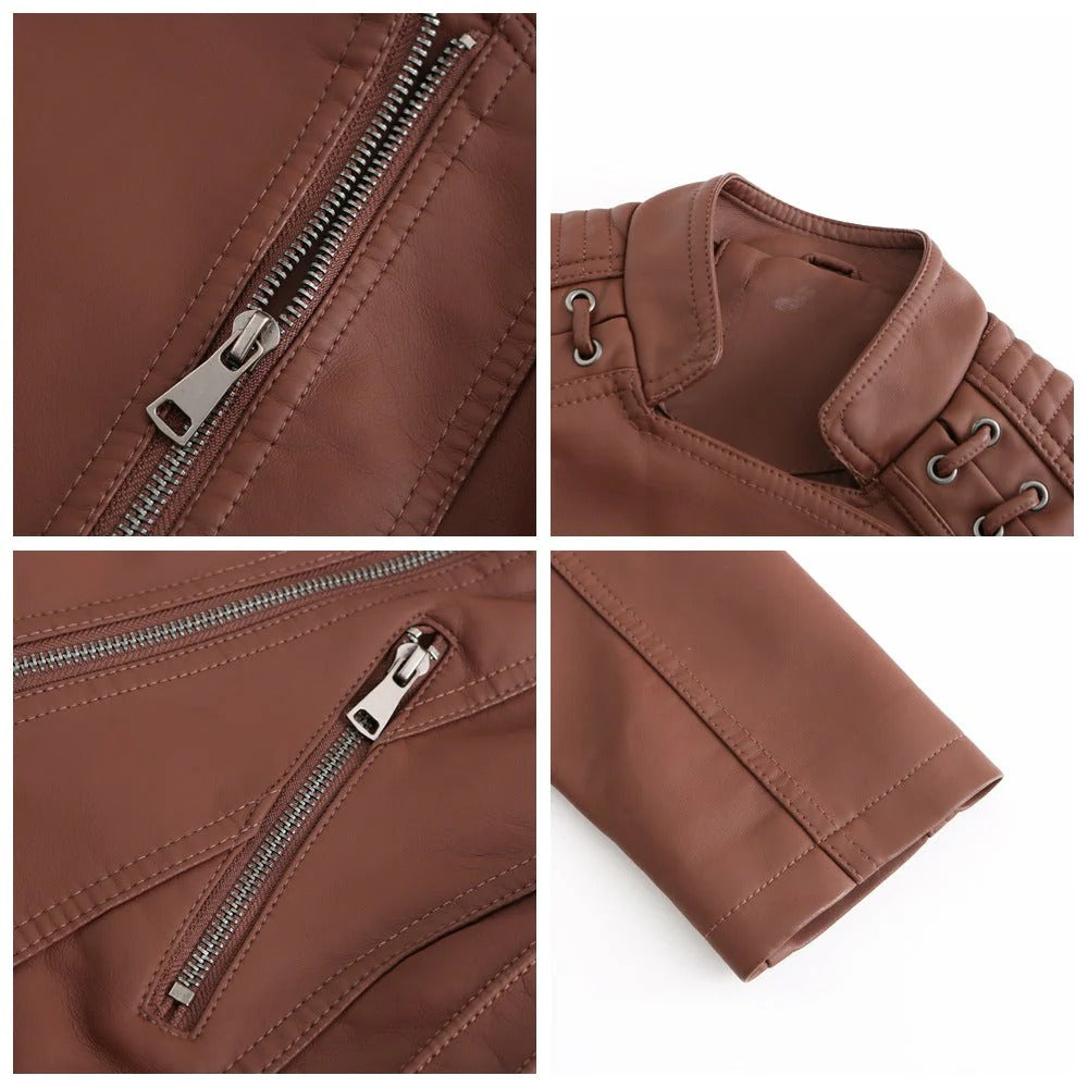 OLIVIA | WASHED LAMBSKIN LEATHER JACKET