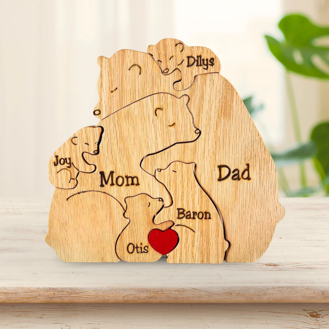 PERSONALISED WOODEN PUZZLE WITH BEAR FAMILY