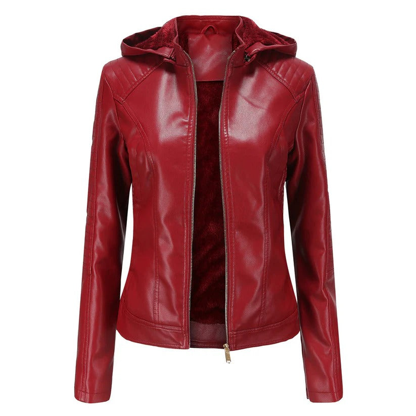 AMELIA | LEATHER JACKET WITH VELVET LINING