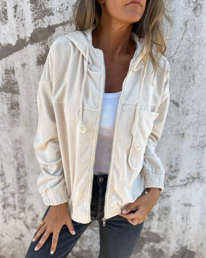 ELLA | CORDUROY HOODED JACKET WITH ZIP FASTENING