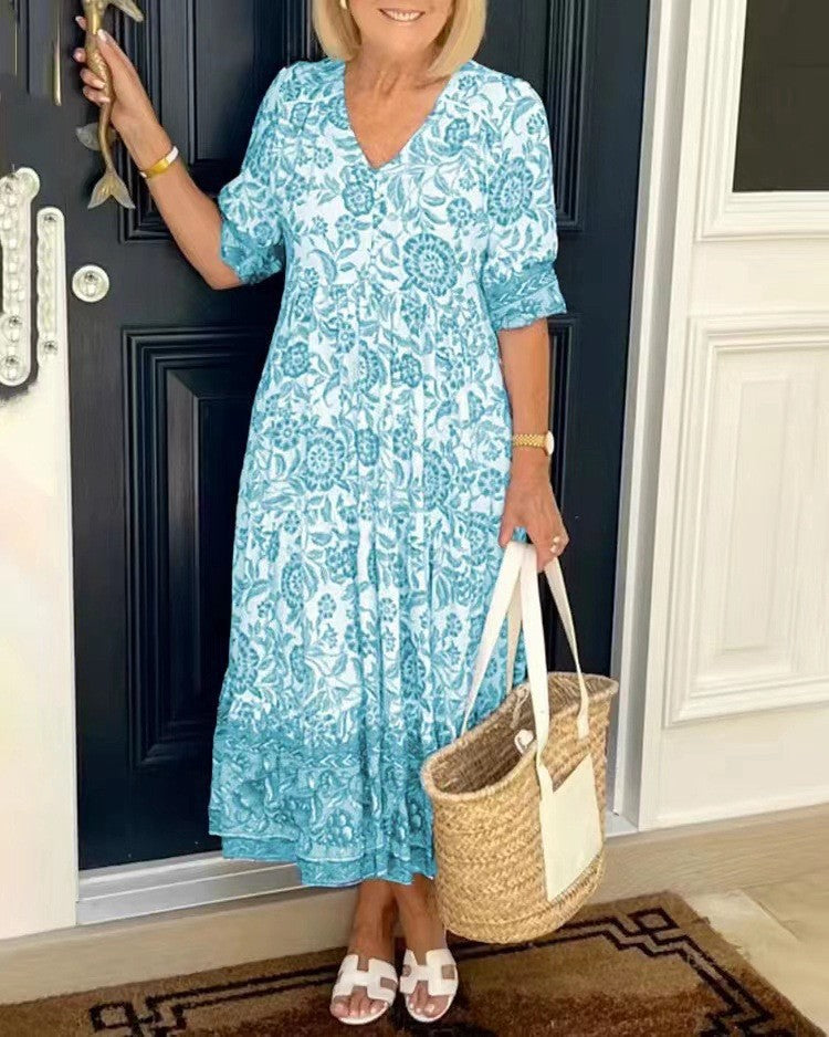 SAMANTHA™ | V-NECK FLORAL DRESS