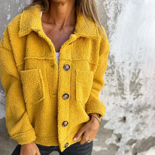 DION™ - VESTE COURTE EN LAINE À REVERS