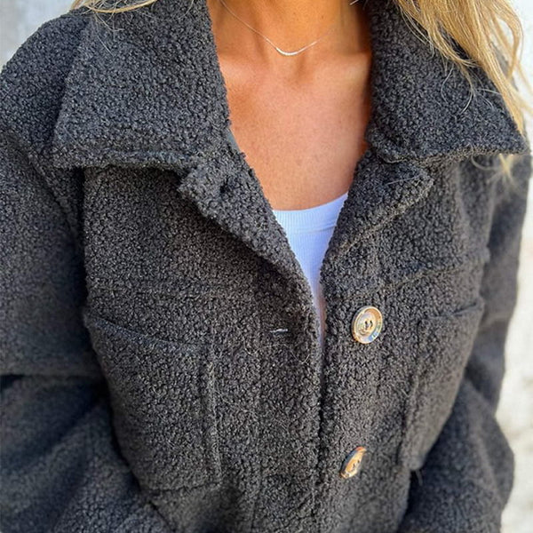 DION™ - VESTE COURTE EN LAINE À REVERS