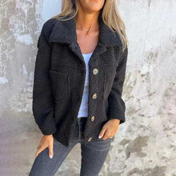 DION™ - VESTE COURTE EN LAINE À REVERS
